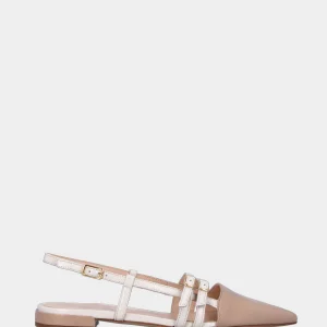 Slingback in verlux bicolore beige e bianco con cinturini