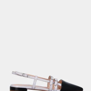 Slingback in verlux bicolore nero e bianco con cinturini