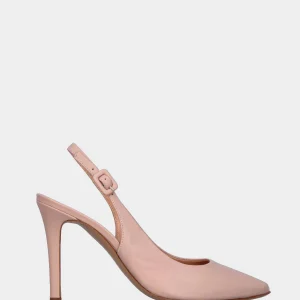 Slingback in nappa cipria con tacco a coda 80 mm