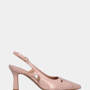 Slingback in verlux nude con tomaia sovrapposta