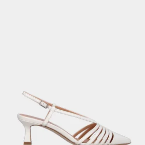 Slingback in nappa bianco latte con listini a Y