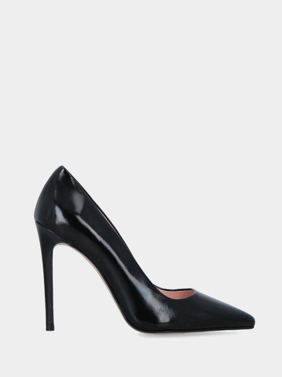 Décolleté in verlux nero con tacco a stiletto da 110 mm