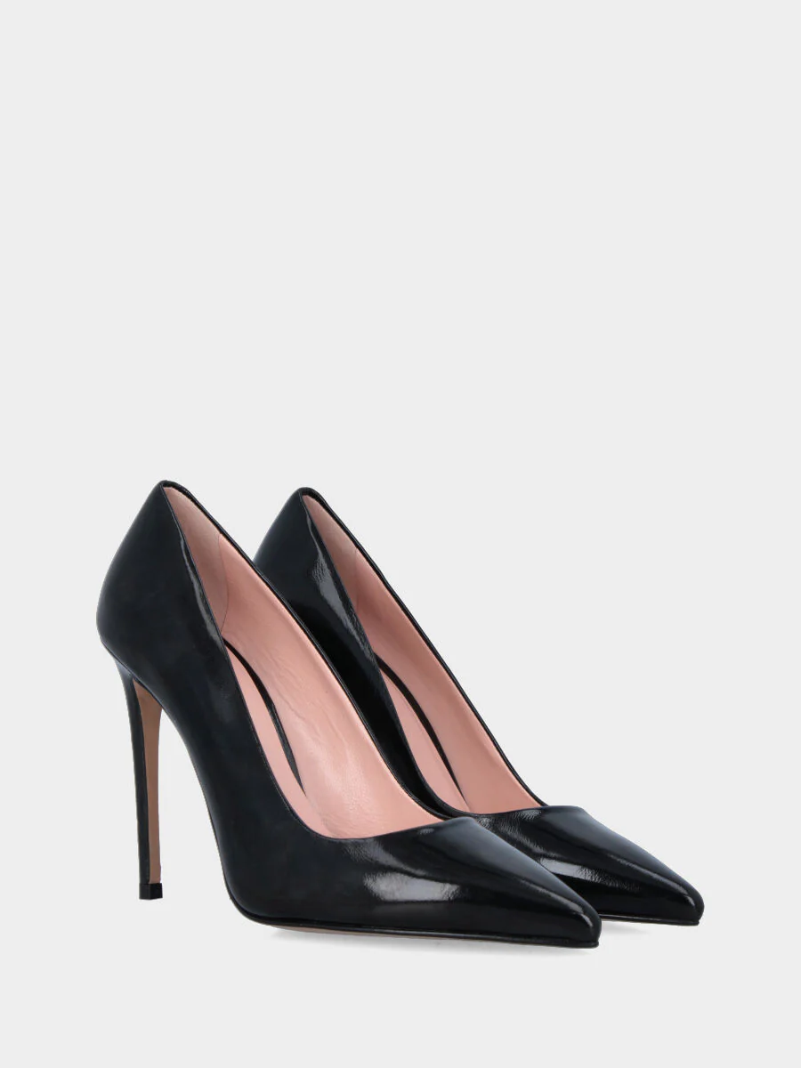 Décolleté in verlux nero con tacco a stiletto da 110 mm - immagine 3