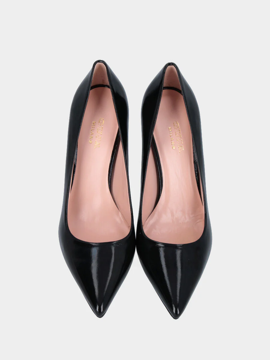Décolleté in verlux nero con tacco a stiletto da 110 mm - immagine 5