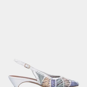 Slingback in nappa multicolor con tomaia intrecciata a spicchi