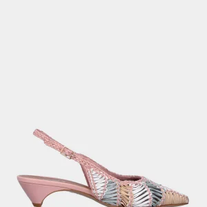 Slingback in nappa multicolor con tomaia intrecciata a spicchi