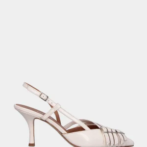 Slingback in verlux beige con cinturini e tacco a calice