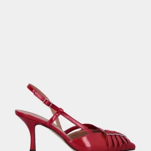 Slingback in verlux rosso con cinturini e tacco a calice