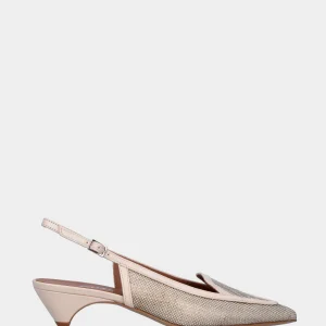 Slingback mocassino in rafia beige con tacco semi zeppa