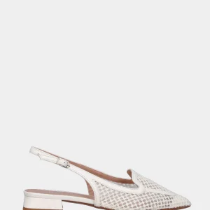 Slingback in rafia bianco latte con vaschetta bordata