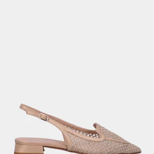 Slingback in rafia beige con vaschetta bordata