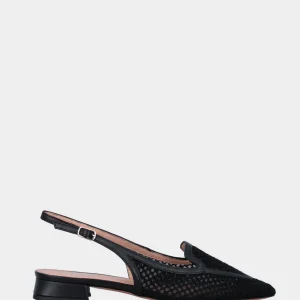 Slingback in rafia nera con vaschetta bordata
