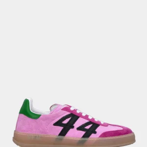Sneaker in camoscio rosa e fucsia con dettagli colorati