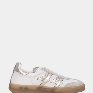 Sneaker in vitello e camoscio bianco con dettagli platino