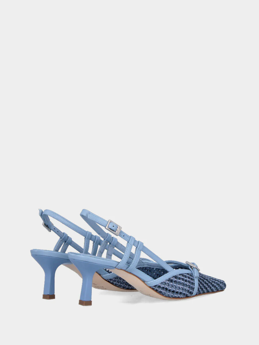 Slingback in rafia celeste con cinturino e tacco a calice - immagine 4