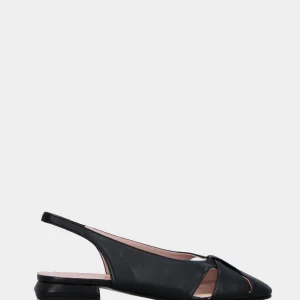 Slingback in nappa nera con tomaia incrociata